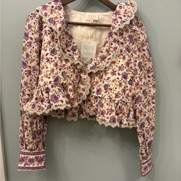 Sezane alexiana nausica quilted ruffle blouse - Picture 3 of 13